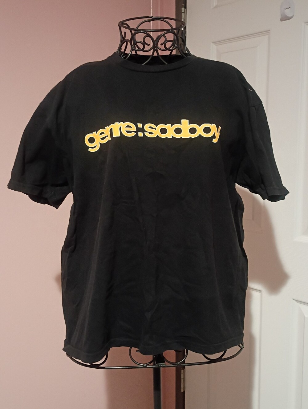 🌻 genre:sadboy Black Graphic Tee with Yellow Logo